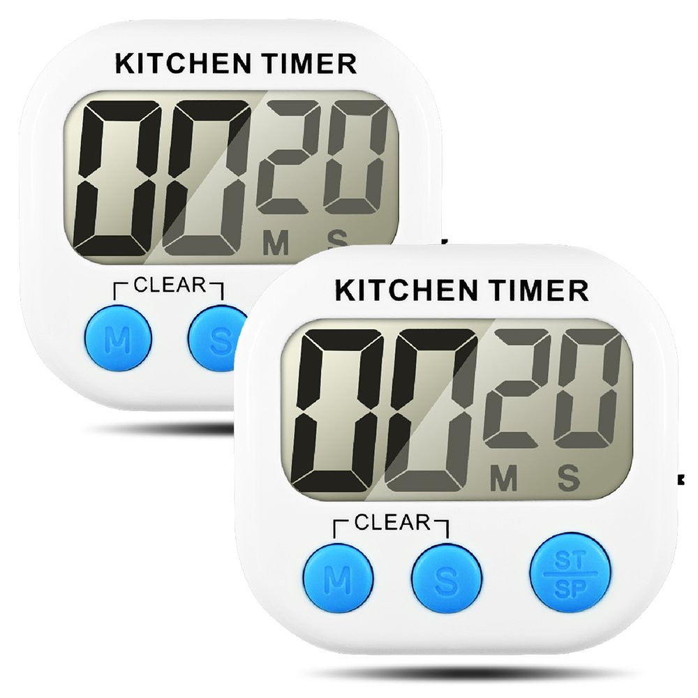 SENHAI Kitchen Timer, Count up/down Large LCD Display Electronical Memory Timer-2 Pack