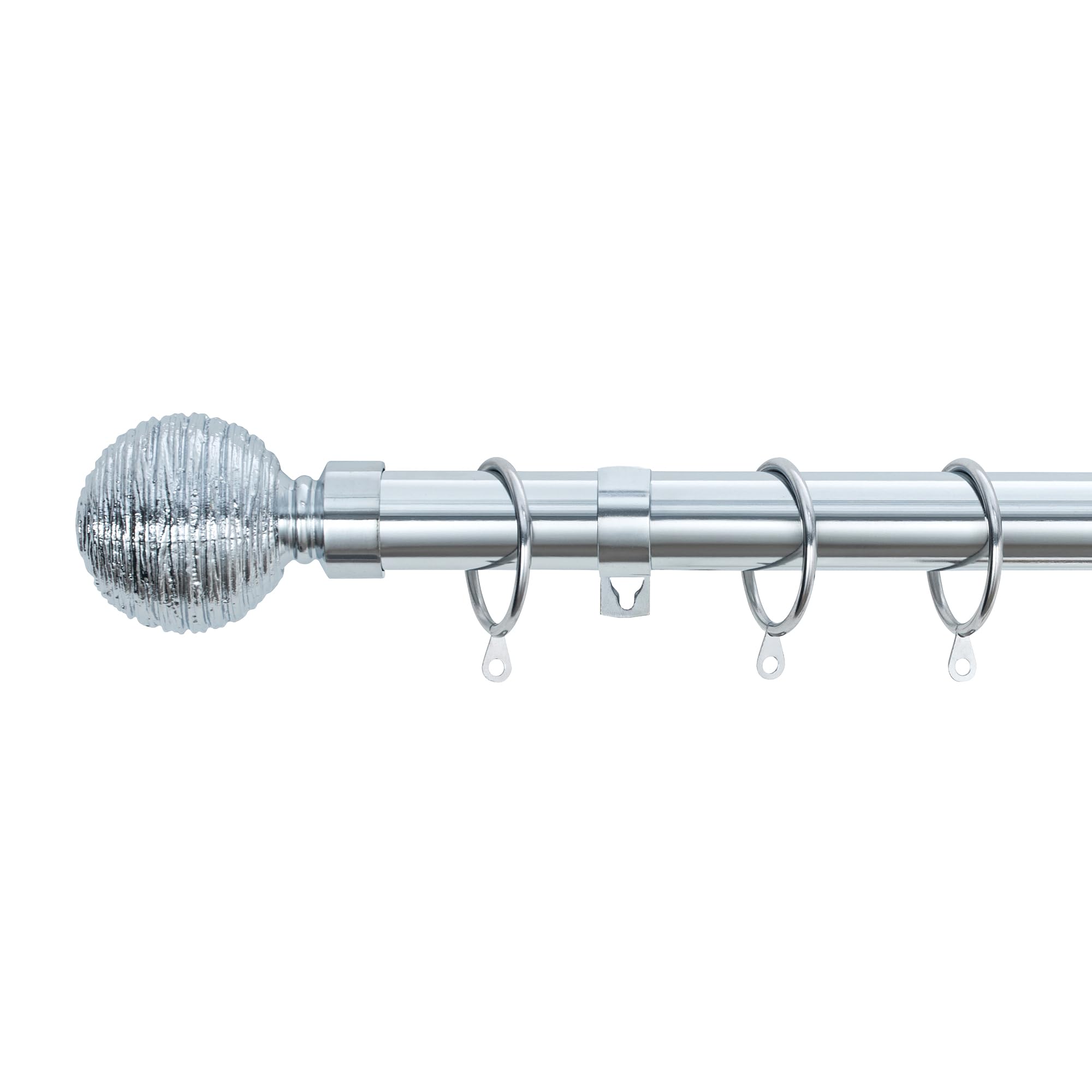 A.Unique Home Etched Ball Metal Extendable Curtain Pole with Rings and Fittings, In a Variety of Colours and Sizes (25/28mm) (Nickel, 120cm - 220cm, 47" to 87" Approx)
