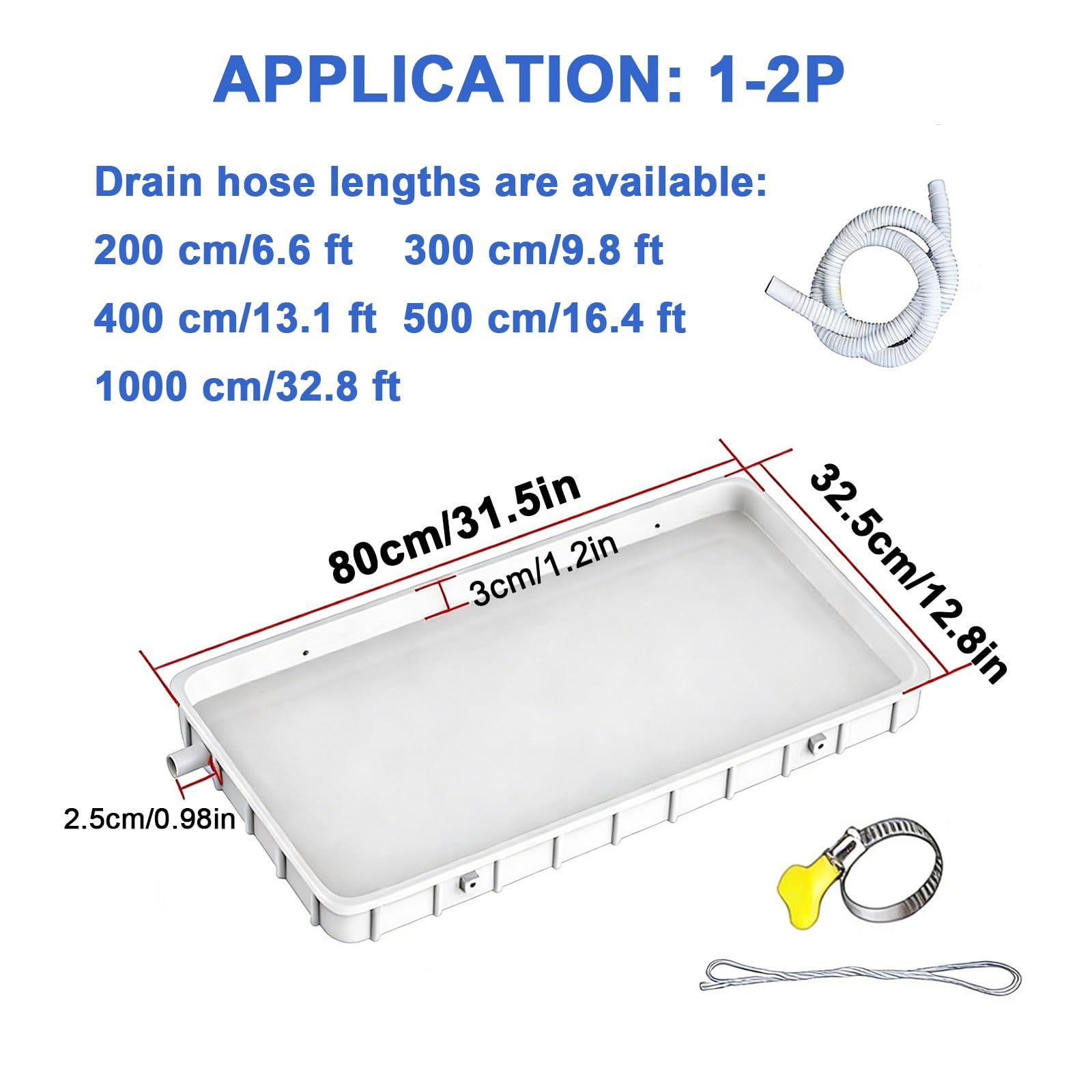 Vaschetta di Raccolta della condensa del condizionatore, vaschetta di Raccolta della condensa per condizionatori 1-2P/3-5P con Tubo di Scarico, vaschetta in plastica a Tenuta stagna per Unit