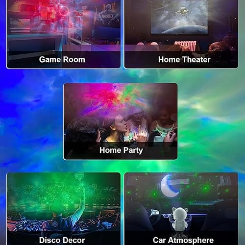 Miniatura 4 de PHILISENMALL Linda lámpara de proyección de forma de astronauta con proyector de estrella de música luz nocturna de galaxia con control remoto y