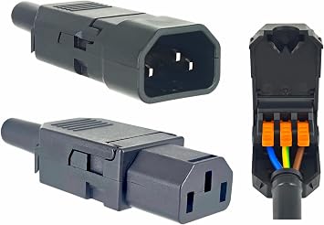 Rewireable IEC 320 C13 C14 Plug Receptor - Tool-Free DIY Connector for PDU/UPS/PC | 10A 120V