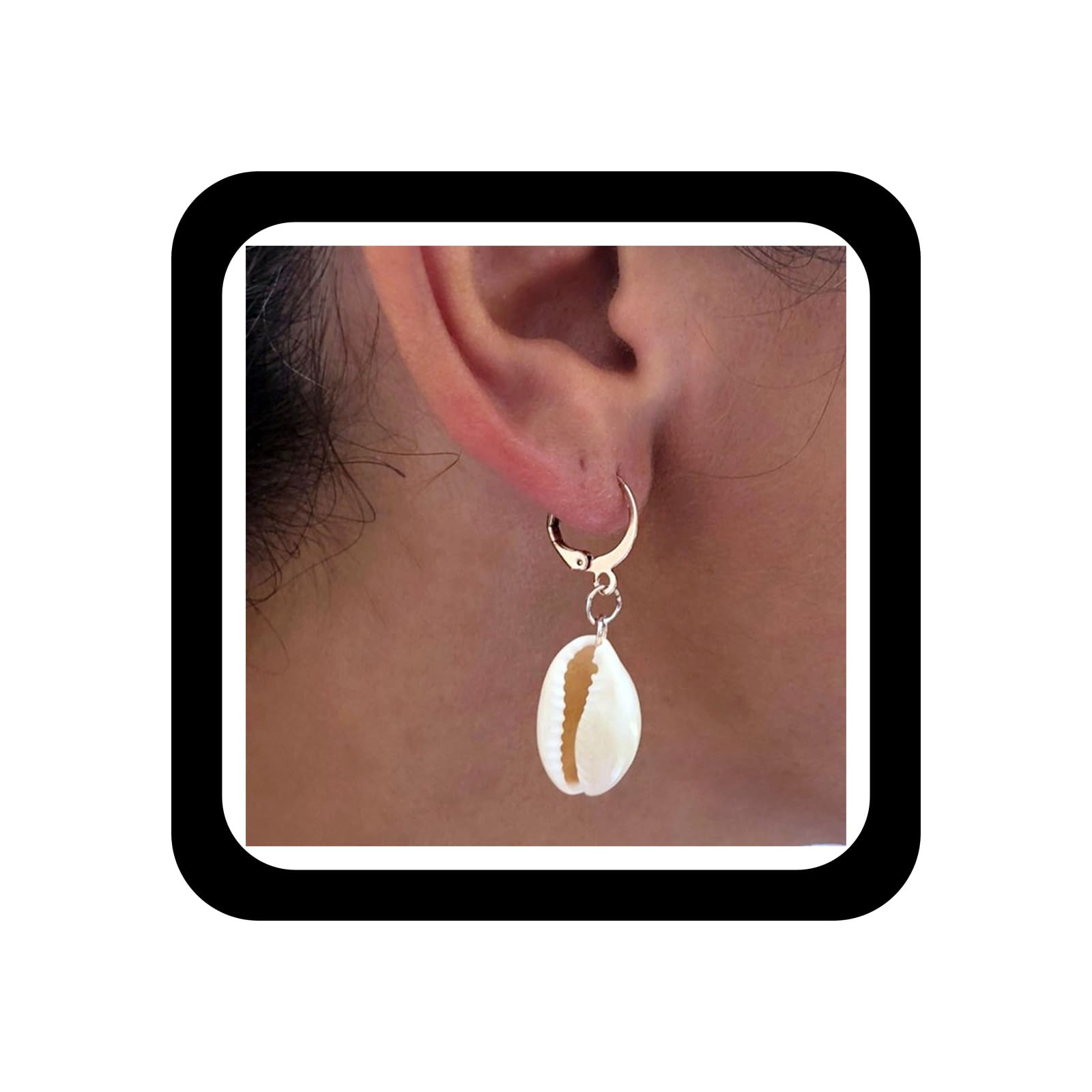 Boho Cowrie Shell Earrings Seashell Drop Earrings Gold Dangle Huggies Earrings Natural Cowrie Earring Summer Beach Earrings Jewelry for Women