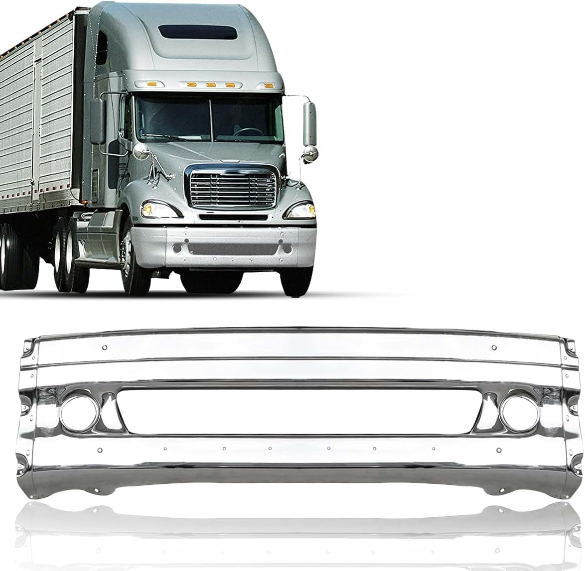 Chrome Steel Center Bumpers For 2002-2011 Freightliner Columbia Replacement Steel Center Bumpers