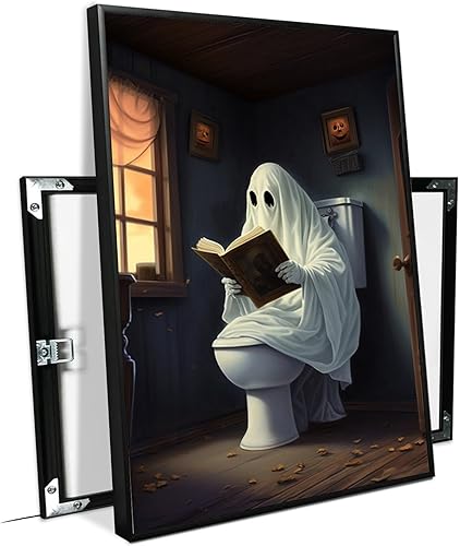 Lienzo decorativo para pared en el inodoro, arte divertido gótico estético, fotos de terror de Halloween, espeluznante decoración de pared de