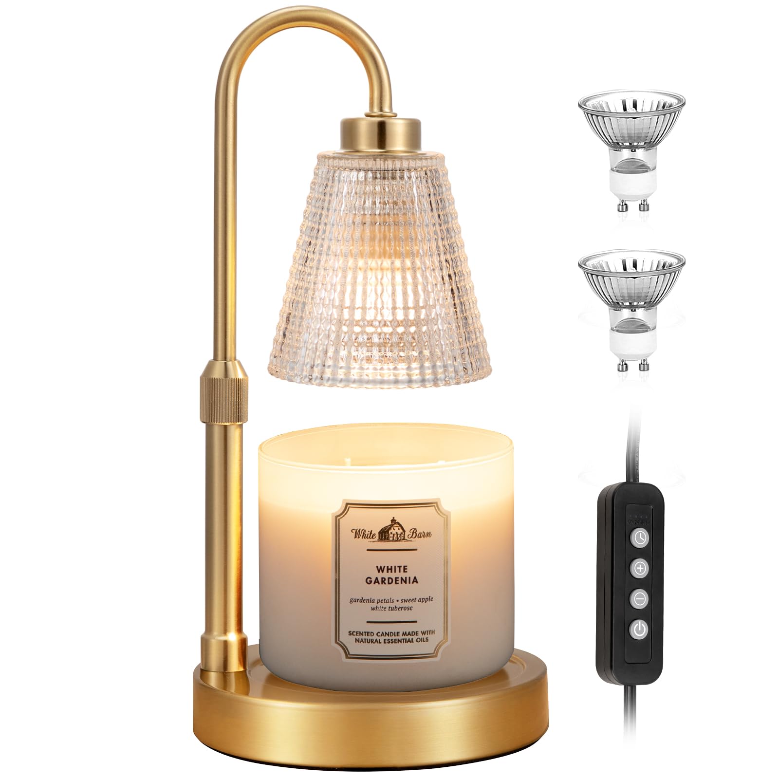 Duża złota lampa podgrzewacz do świec z timerem, ściemniany podgrzewacz świec do dekoracji wnętrz, regulowana wysokość lampa do świec w słoikach, prezenty urodzinowe dla kobiet, mamy, prezenty na