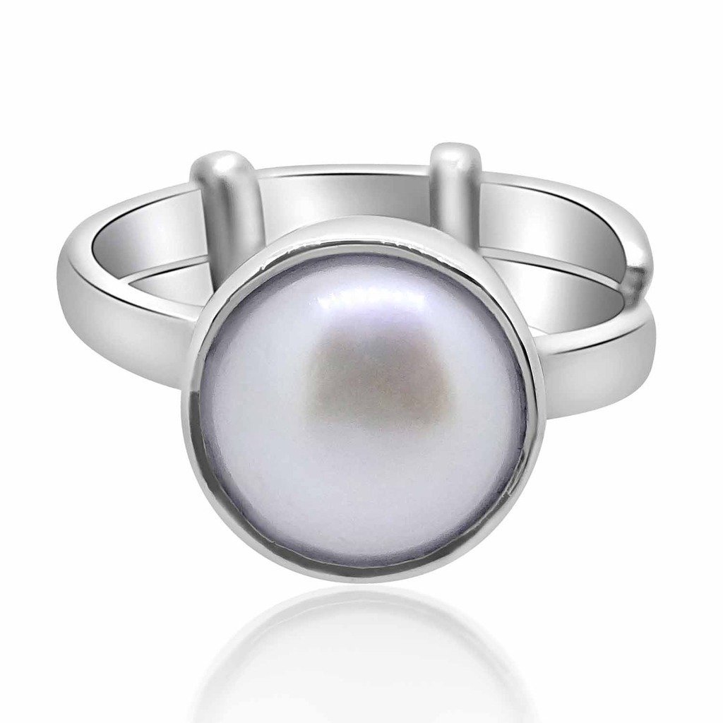 Certified 5.50 Ratti Freshwater Pearl Ring | Astrological Silver Adjustable Moti for Men & Women-image-7