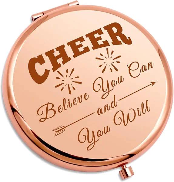 Cheerleader Gifts Compact Mirror Cheerleading Gifts Inspirational Cheer Gifts Encouragement Birthday Gifts for Cheer Sister Friend Cheer Team Gifts Christmas Graduation Gift Folding Makeup Mirror