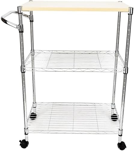 Overstock Carrito de cocina con ruedas de 3 niveles Servicio de utilidad de almacenamiento de isla de acero Comedor