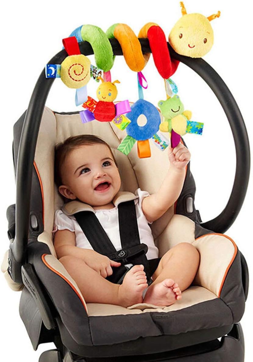 ISEAU Hanging Caterpillar Spiral Baby Activity Toy | Caterpillar Soft Plush Crib & Stroller Toy with Rattle, Sensory Tags & Interactive Animal Toys | Travel Toy for Newborns & Toddlers-image-41