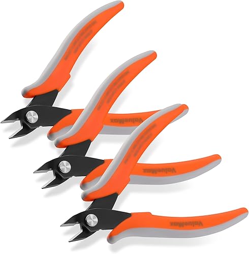 ValueMax Cortadores de alambre al ras, paquete de 3 microcortadores de precisión de 5 pulgadas, alicates de corte al ras antideslizantes, cortadores