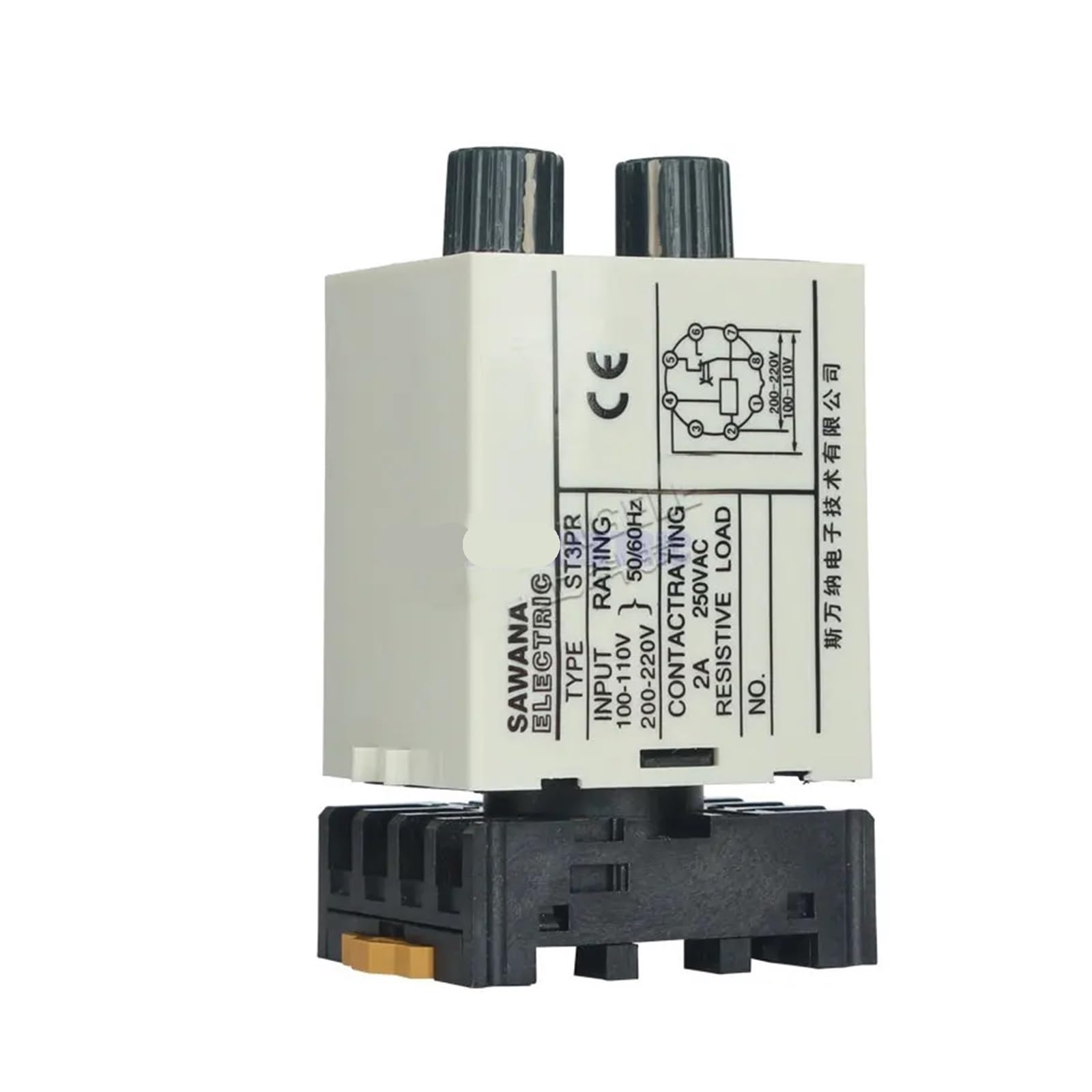 Relés ST3PR Relé Temporizador eléctrico de 2 Grupos, multirango, con Base de Enchufe (30 s 30 m, 110 V)