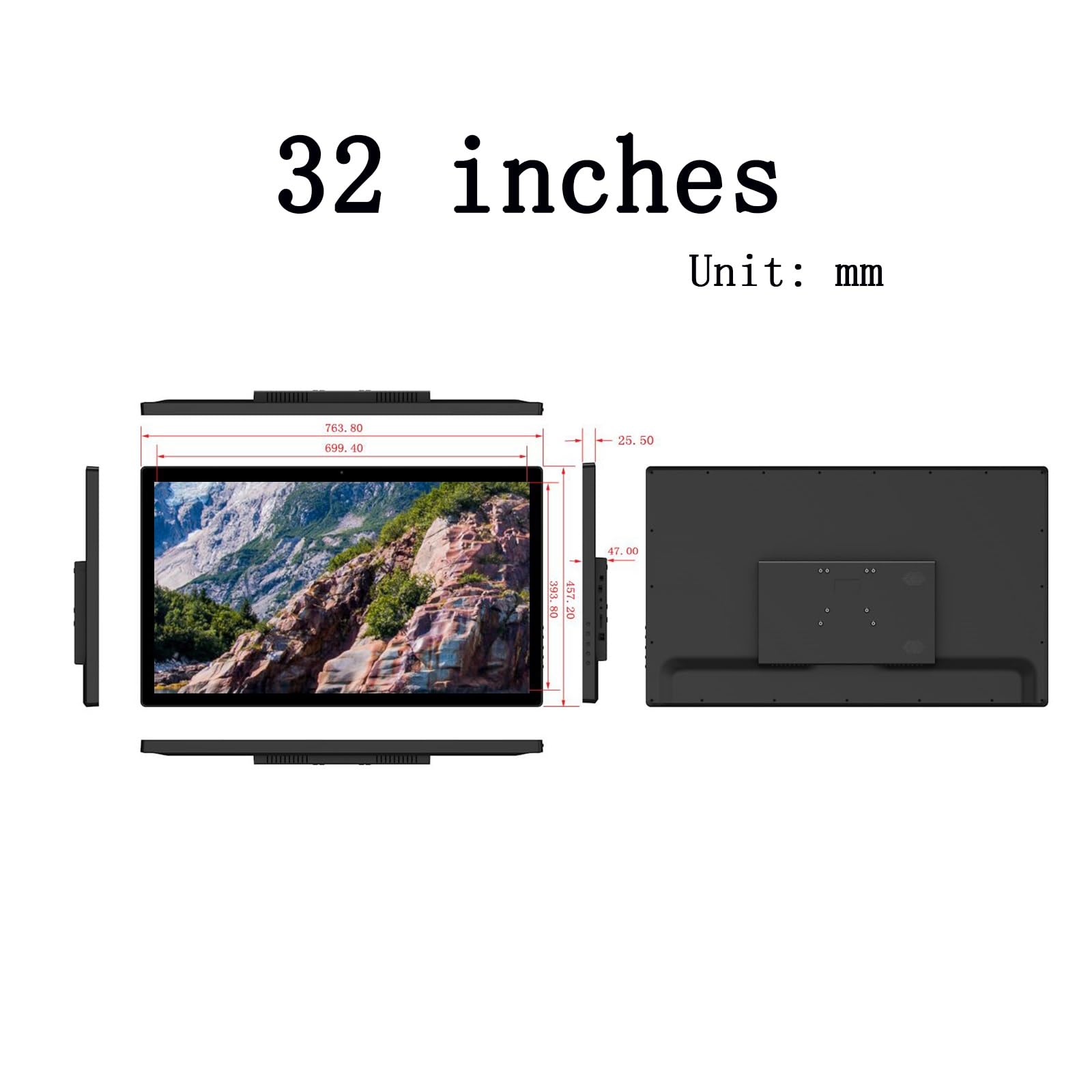 32-Zoll-WiFi-Digitalfotorahmen, 1920 * 1080 IPS-Full-HD-Bildschirm, unterstützt Mobiltelefonübertragung/Split-Screen-Wiedergabe/Zeitauflösungswiedergabe (Color : Black)