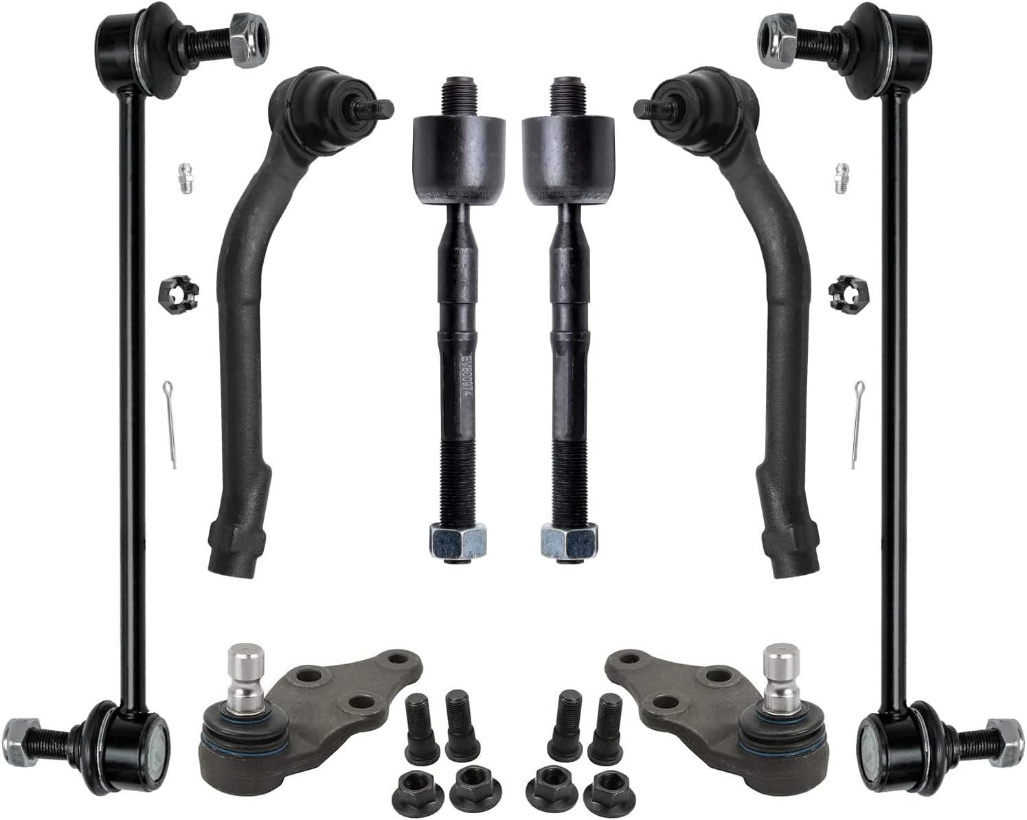 Detroit Axle - Front 8pc Suspension Kit for 2012-2014 Hyundai Sonata, for 2012-2015 Kia Optima, 2 Lower Ball Joints, 4 Inner & Outer Tie Rods, 2 Sway Bar Links Replacement