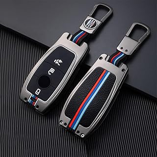 غطاء ريموت مفتاح سيارة رفيع بهيكل معدني من السيليكون الناعم يوفر حماية كاملة مع حامل مفاتيح، غطاء مع سلسلة مفاتيح من كيه ام اتش