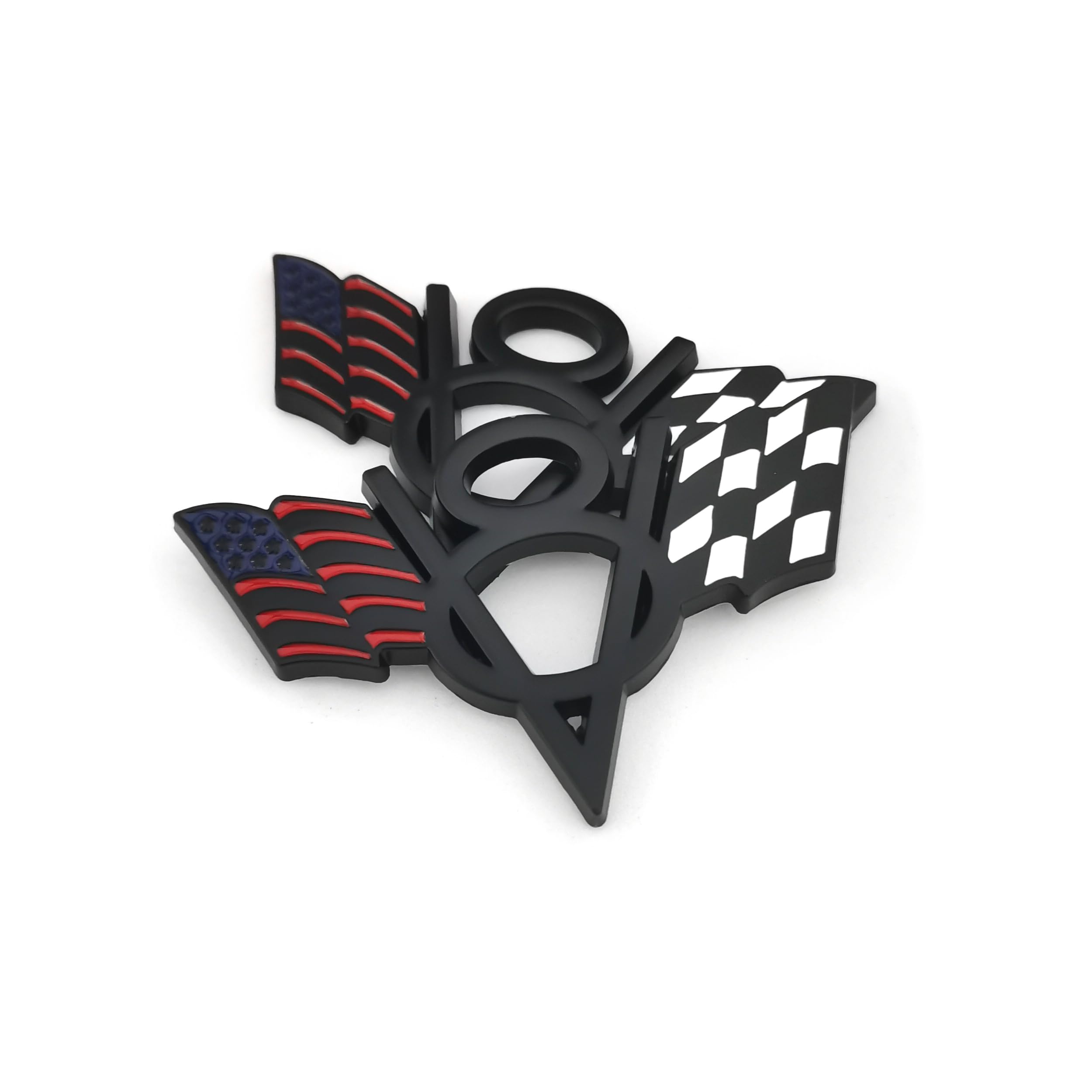 PTDecals 2pcs Nero Metallo US America Bandiera V8 Racing F1 Emblema Badge Adesivo per Auto Auto Van Paraurti Baule Boot Baule