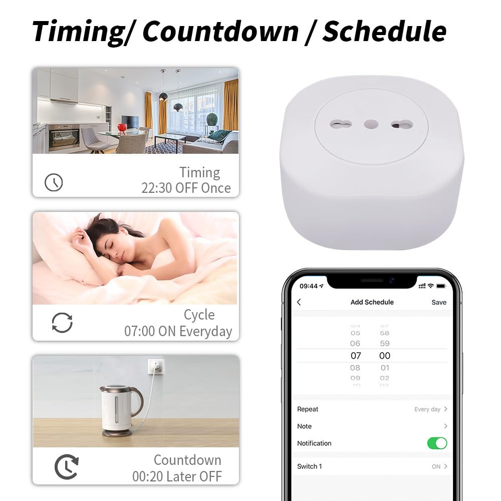 WiFi Smart Plug Outlet Compatible with Alexa Google Assistant App and Voice Control No Required Hub Italy 10A — view 3