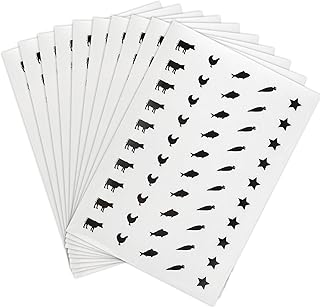 500pcs 5 Styles Meal Stickers for Place Cards, 0.8in/2cm Wedding Food Selection Stickers Beef Chicken Fish Carrot Star Wedding Food Indicators (Black)