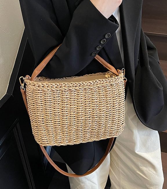Straw Shoulder Bag for Women Summer Rattan Crossbody Handbag Woven Envelope Purse Tote Clutch Straw Beach Handbag Satchel3