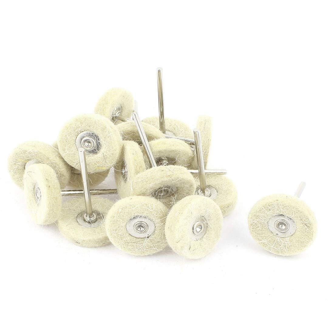 New Lon0167 16 Pcs Featured Round drill hole reliable efficacy 1 Inch Dia Polishing Buffing Buffer Felt Pad Wheel Beige(id:6b1 16 b2 e6b)