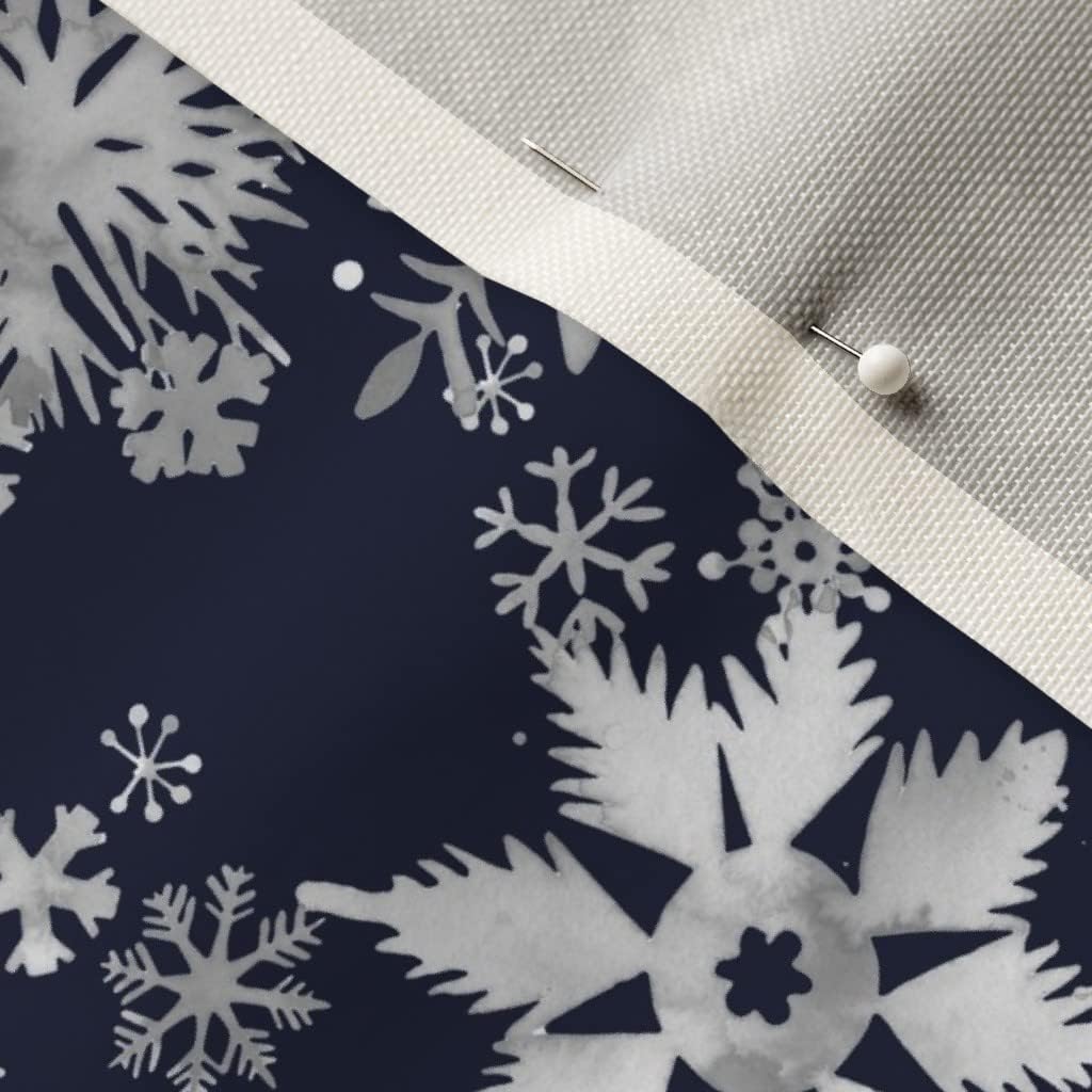 Spoonflower Fabric - Snowflakes Winter Snow Christmas Holiday Navy White Blue Stars Printed on Upholstery Velvet Fabric Fat Quarter - Upholstery Home Decor Bottomweight Apparel