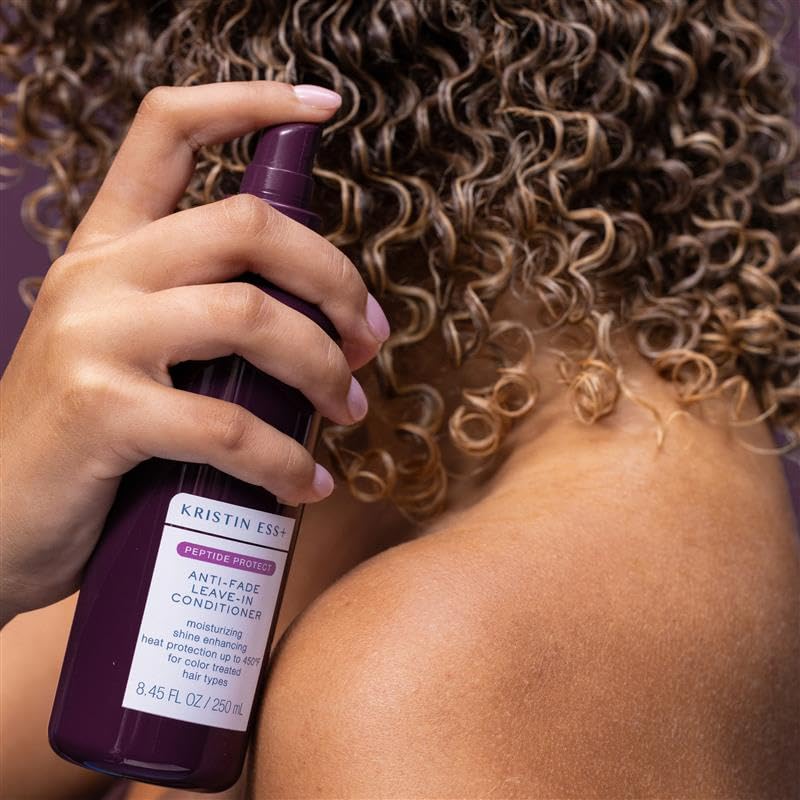 Image of Kristin Ess+ Anti-Fade Moisturizing Leave-in Conditioner w /UV Color Shield & Peptides for Prolonged Color Vibrancy, Lightweight, Anti Frizz Heat Protectant - Sulfate & Paraben Free, Vegan, 8.45 fl oz