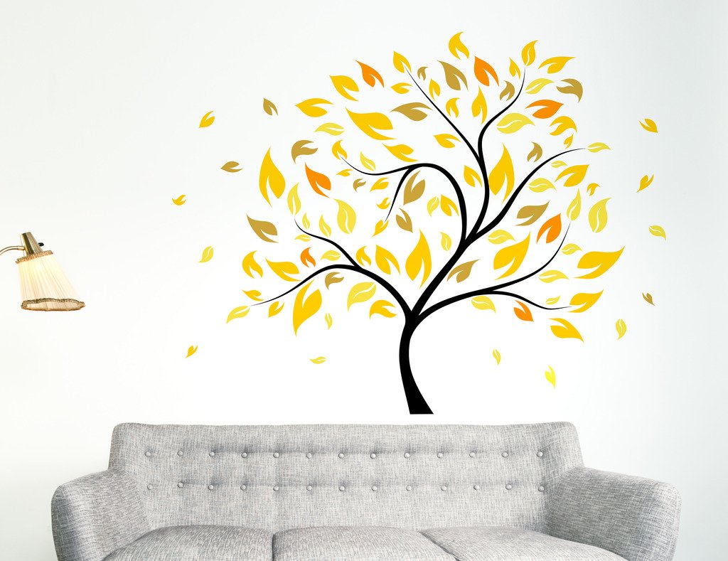 Wallstick ' Yellow Tree ' Wall Sticker (Vinyl, 150 cm x 100cm, Multicolor) 69-N-03-image-29