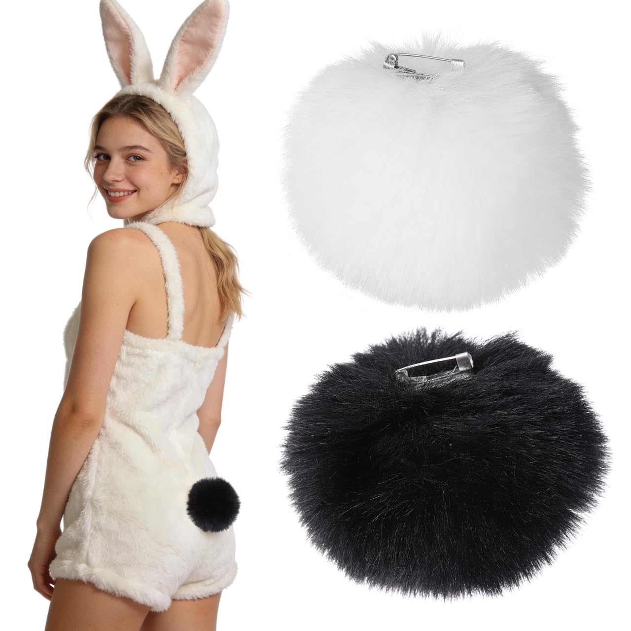 Roleader 2pcs Bunny Tail, Rabbit Tail, for Easter, Halloween,