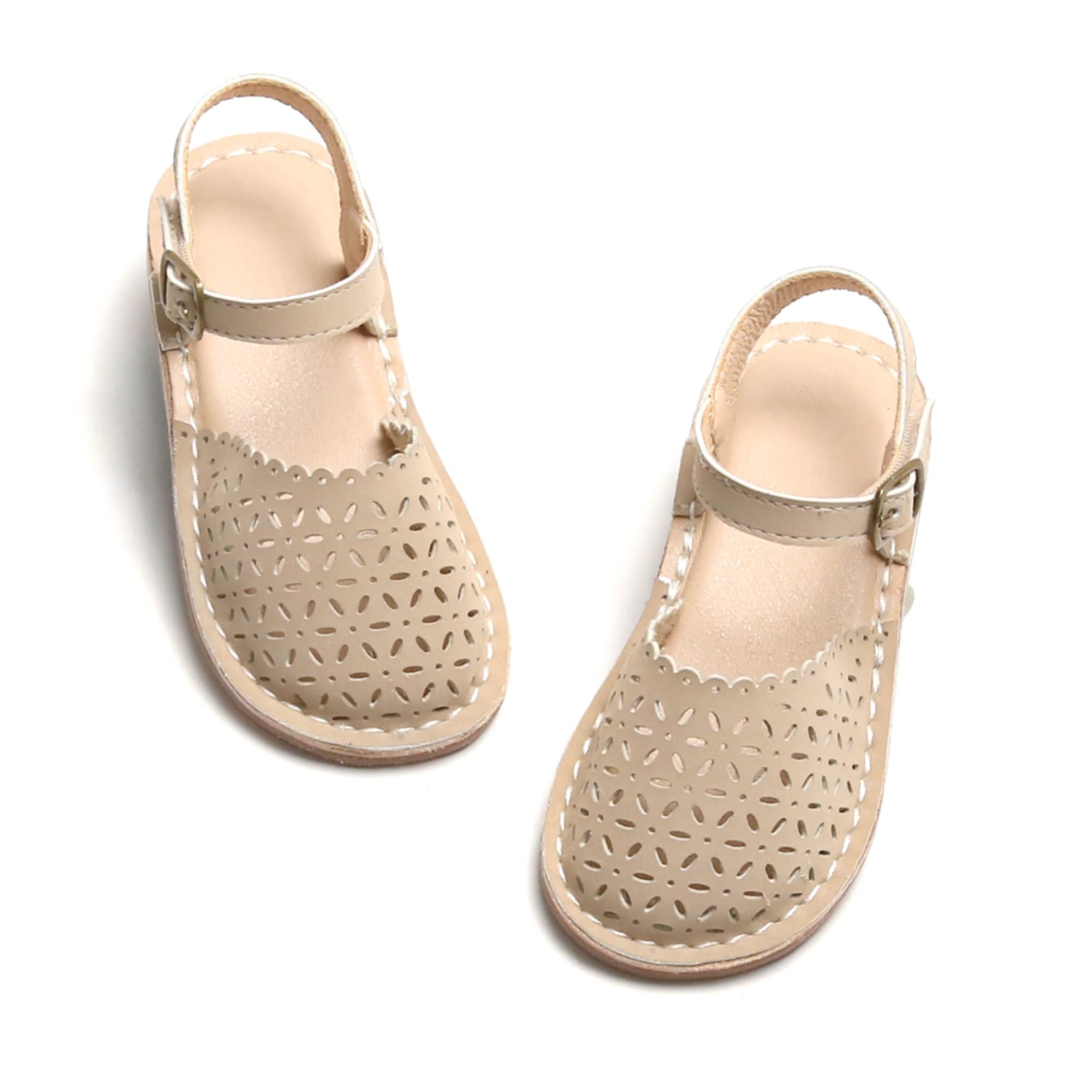 THEE BRON Toddler Girls Espadrilles Sandals Hollow Out Rustic Dress Shoes