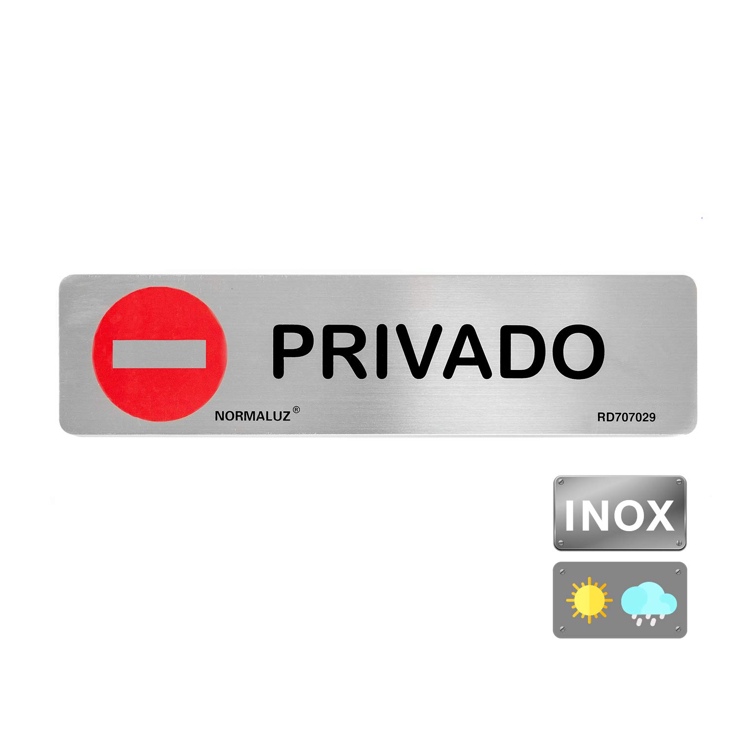 Normaluz Grey Rd707029 – Private Rectangular Sign, Stainless Steel, Adhesive, 0.8 Mm, 5 X 20 Cm