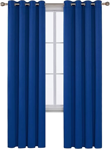 Miniatura 56 de Deconovo Darken - Cortina opaca con aislamiento térmico y ojales para sala de estar, 42 x 63 pulgadas, color blanco puro Negro,Beige claro,Azul