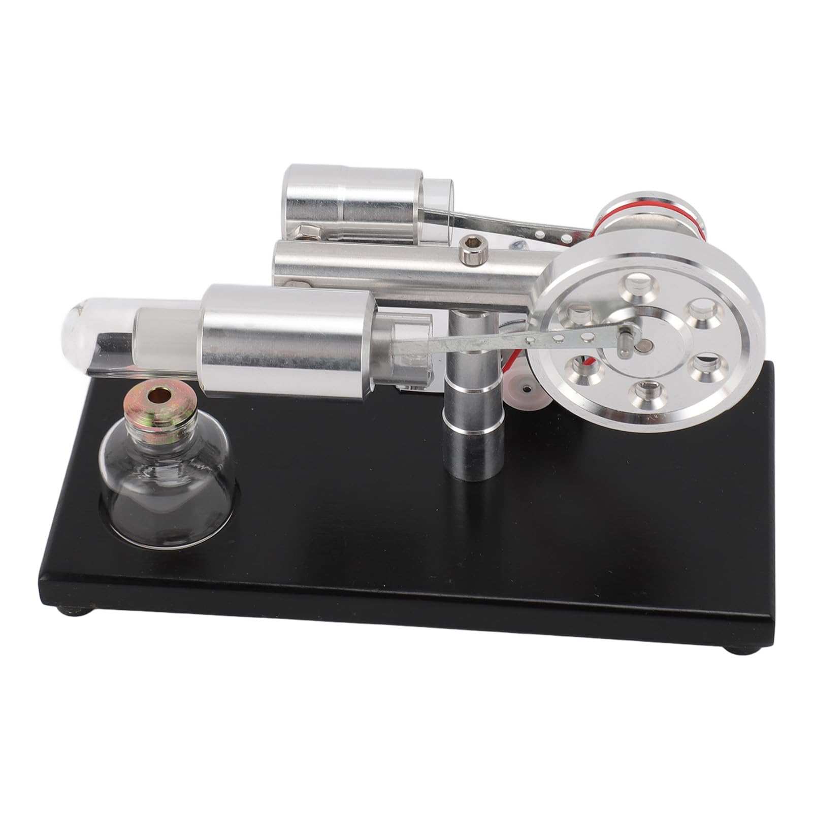 Modello di Motore Sterling Generatore di Energia Elettrica a Luce LED Colorata per Giocattoli Educativi Materiale Piastra di Base CNC Lega di Alluminio Vetro Legno di Pino