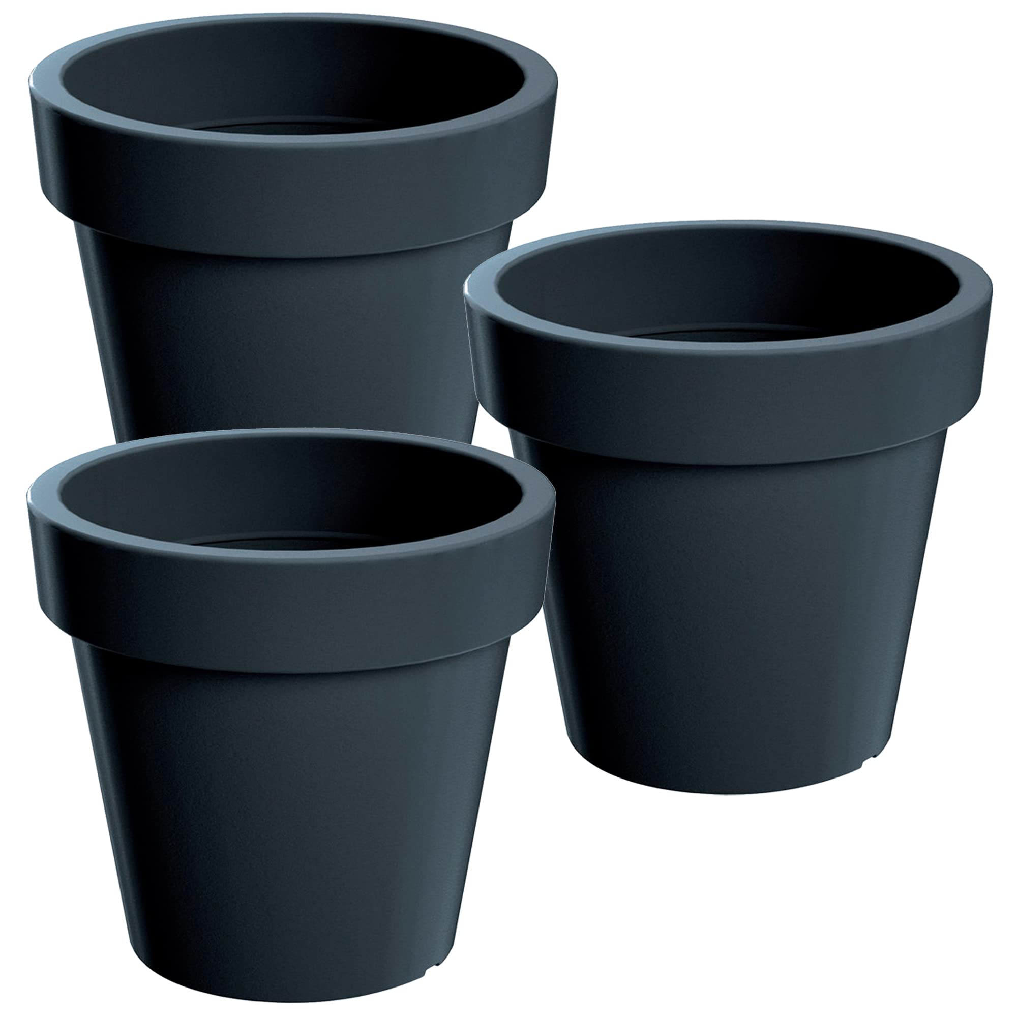 WELLHOME 3X Lofly Plastic Planter in Anthracite Colour 19.6 (L) x 19.6 (W) x 18.1 (H) cm