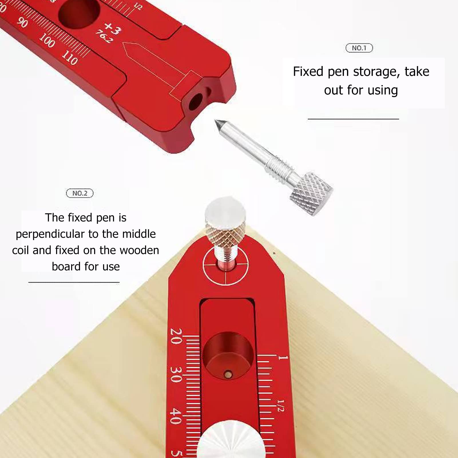 Brújula para carpintería, regla circular de dibujo ajustable de aleación de aluminio de precisión profesional, calibre de marcado de punto fijo de doble escala, herramienta para trazar madera para c