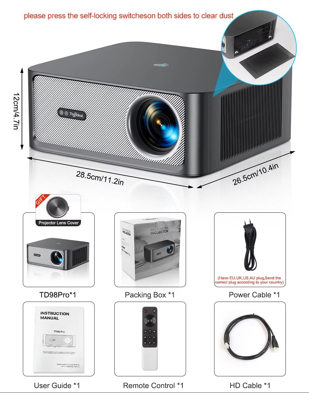 Projektor Full HD 3D 1080P TD98 WiFi6 LED 2K 4K Wideo Film Beamer TD98W Android Projektor PK DLP Kino domowe Beamer