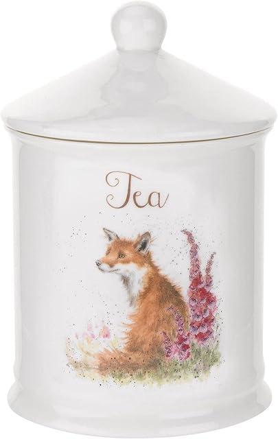 Portmeirion Home & Gifts WNT3996-XW Wrendale by Royal Worcester Tea Canister (Fox), Bone China, Multi-Colour, 10.5 x 10.5 x 15.5 cm