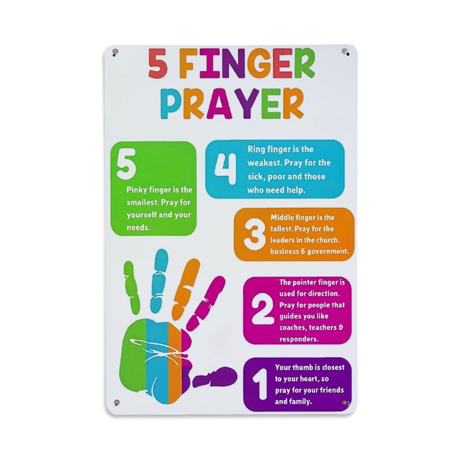 Jdyaojiesheng Vintage Colorful Hand Prayer Guide Tin Sign Retro Metal Wall Decor Metal Poster, Home Bar Garage Farmhouse Cafe Wall Art Decoration 8X12inches