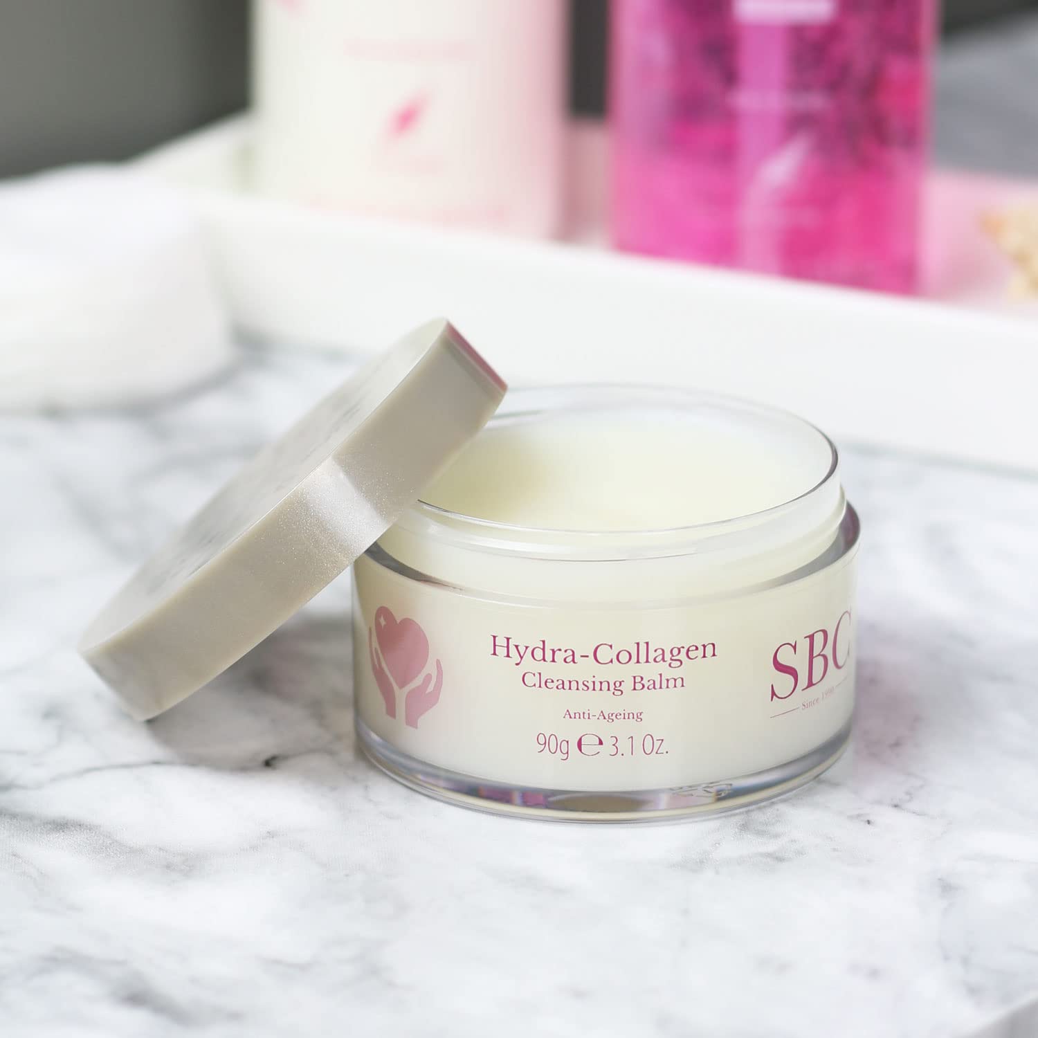 SBC Skincare - Gel nettoyant pour le visage au collagène marin - 90 g - Élimine les restes de maquillage et impuretés de la peau - Effet rafraichissant - Gel hydratant - Hydra-Collagen Cleansing Balm