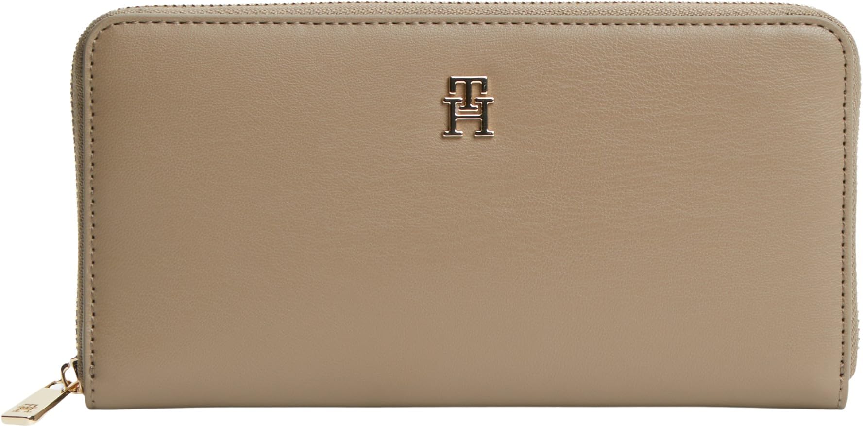 Tommy Hilfiger Women TH Icon Lrg Za AW0AW17744 - Cartera con Cremallera Alrededor, Color Caqui (Tundra Moss), Talla única