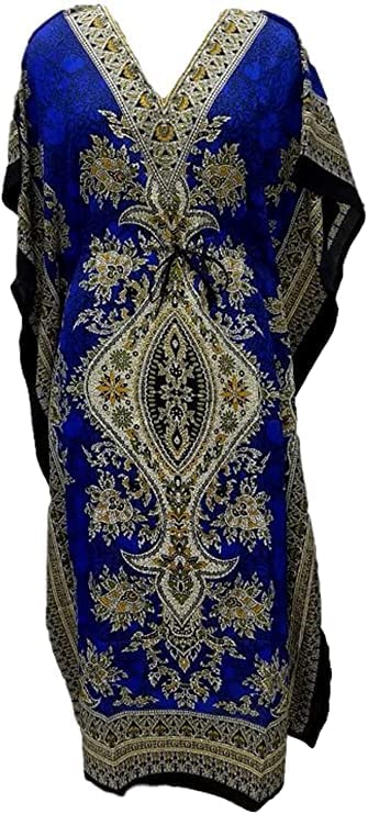 Three Eye Store Women's Kaftan Dress Swimsuit Beach Cover Up Tribal Ethnic Print Plus Size V-Neck Loose Kimono Maxi Dress - Review, Price and Buying Guide