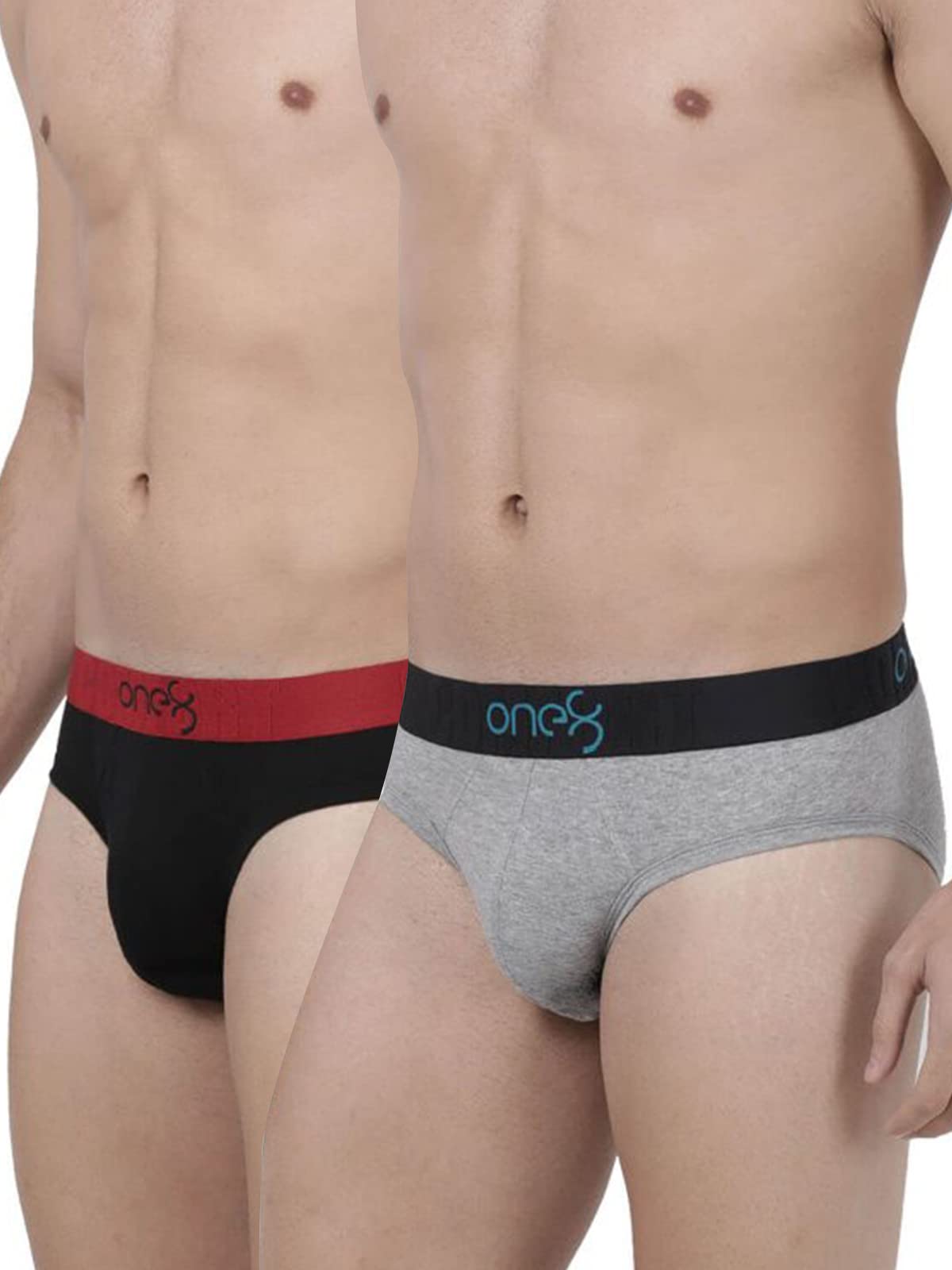 one8 Men's Solid Brief (Pack of 2) (104A-GREY Mel/Black_Grey S)-picture-28