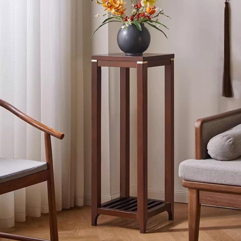 Stojak na cokole Bouble Tier Indoor High Leg Bonsai Rack, Nowy chiński stojak na rośliny z drewna kauczukowego Zastosowanie wewnętrzne