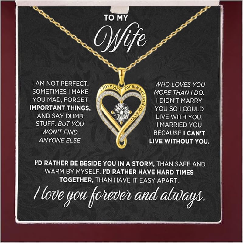 To My Wife 925 Silver Heart Necklace From Husband,Infinite Love Knot Necklace for Women with Gift Box For Romantic, Christmas Gifts, Valentines Day Gifts