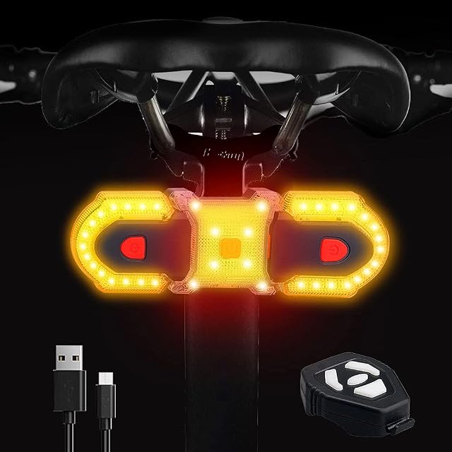 VA STFIRE Rear bike lightsUSB Rechargeable Wireless Turn Signal Tail Light with Remote Control, Bicycle Taillight Waterproof LED Lamp Safety Warning Strobe Light