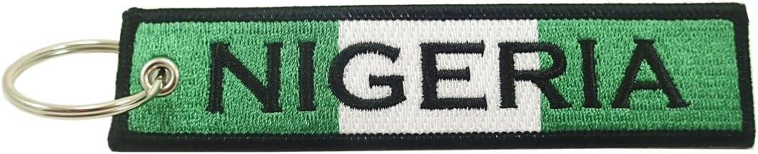 Nigeria Flag Key Chain, 100% Embroidered