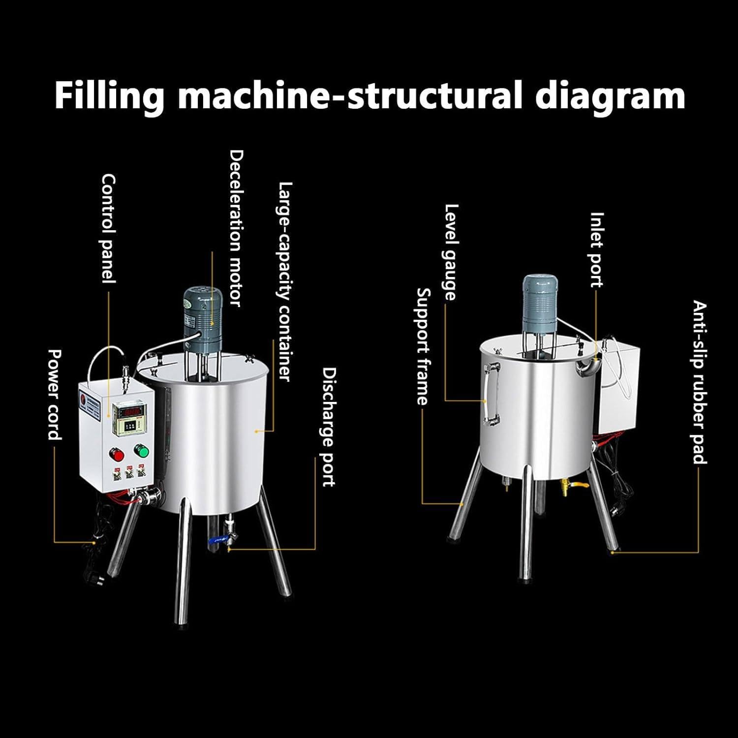 1400 W pasta líquida de llenado de lápiz labial, máquina de llenado de mezcla de calefacción de 15 L, tanque de agitación, para disolver y rellenar cremas y líquidos en productos químicos diarios