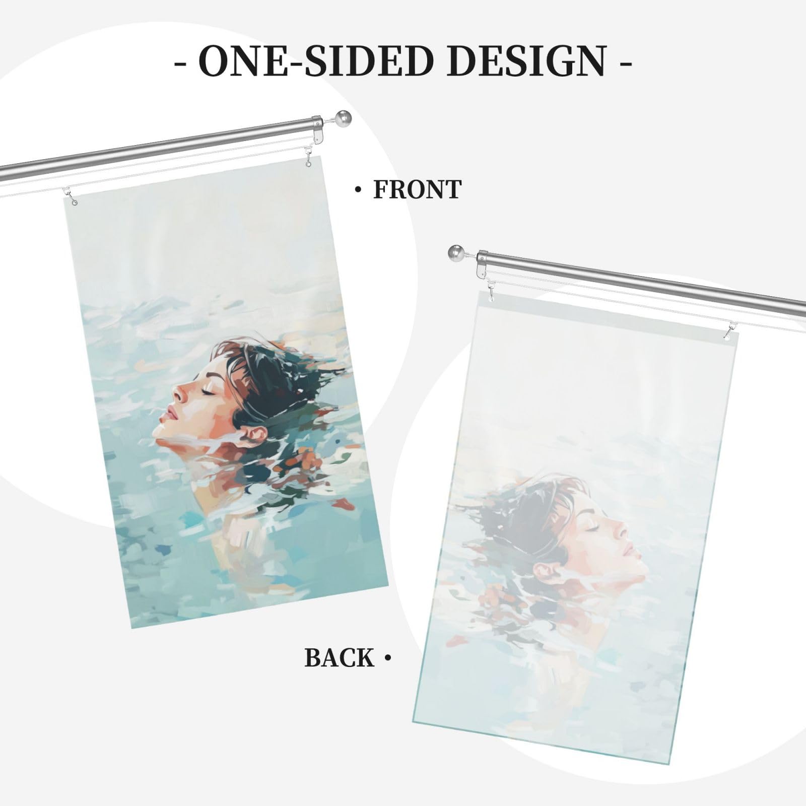 Abstract Woman Swimming In The Sea Yard House Flags,3x5 Ft Season Greeting Banner With Grommets Indoor Outdoor Party Home Decorations