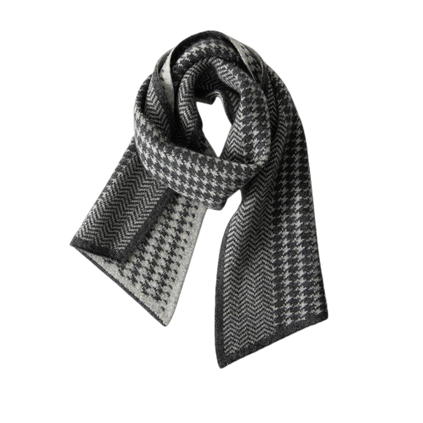 MOGSA Foulard en cachemire synthétique tricoté jacquard pour femme - Écharpe chaude unisexe en imitation cachemire