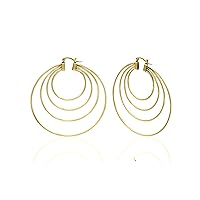 Vista 3 de Round Circle Huggie Hoop Earring - Designer Chunky Hoops Earrings 14K Gold Plated, Small Minimalist Wedding Jewelry for Women, Girls (Silver Plated)