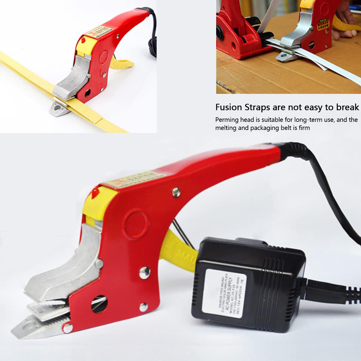 Kit de cerclage électrique - Soudeuse et tendeuse de feuillard PP 12-19 mm | Collage instantané par thermofusion | Sangles fusionnées incassables | Emballage et groupage Robustes.,Red