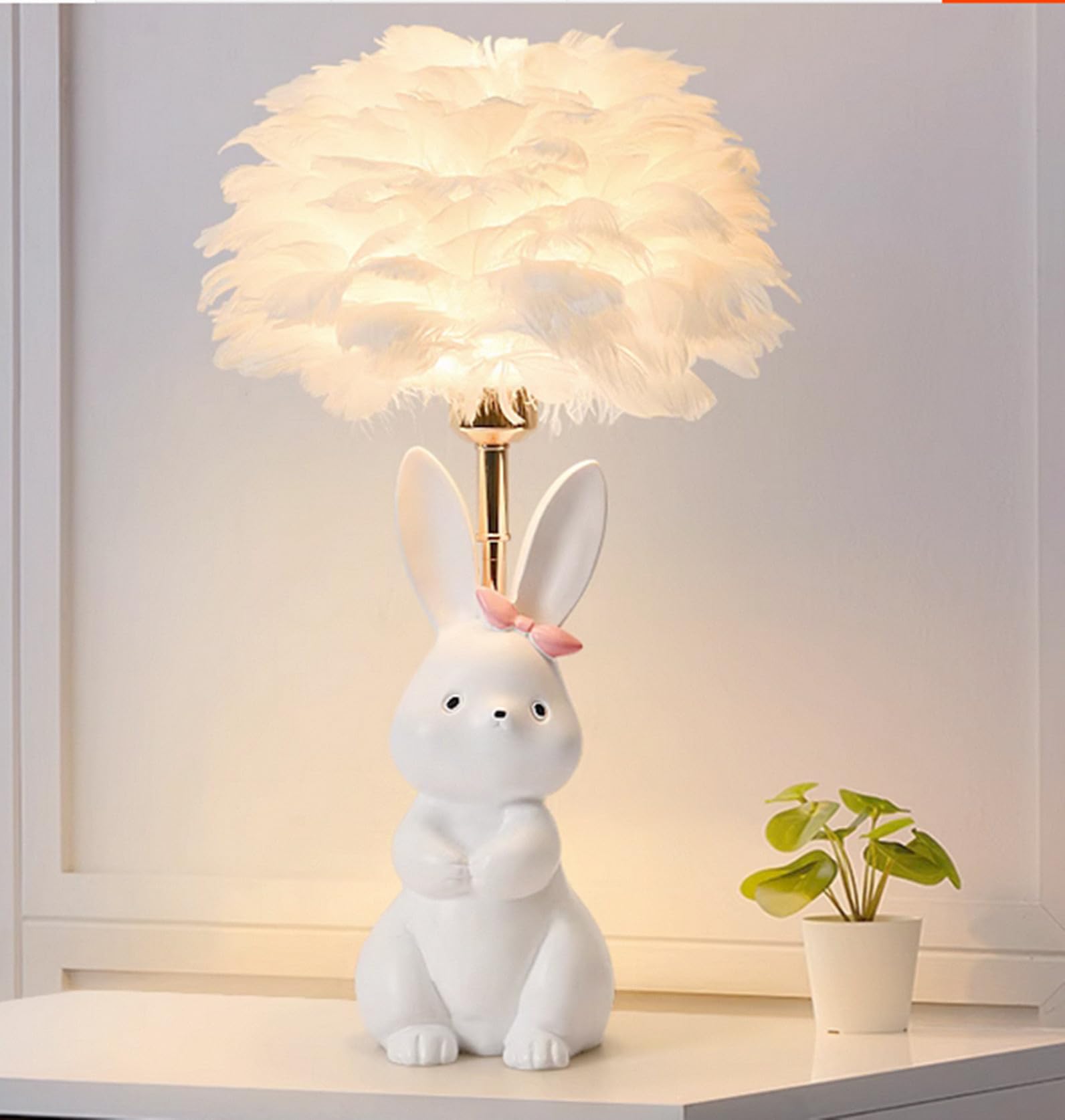Jinnwell Rabbit Table Night Light Girl Lamp Desk Decoration Reading Study Lamps Lighting Kid Adult Home Hotel Living Room Gift